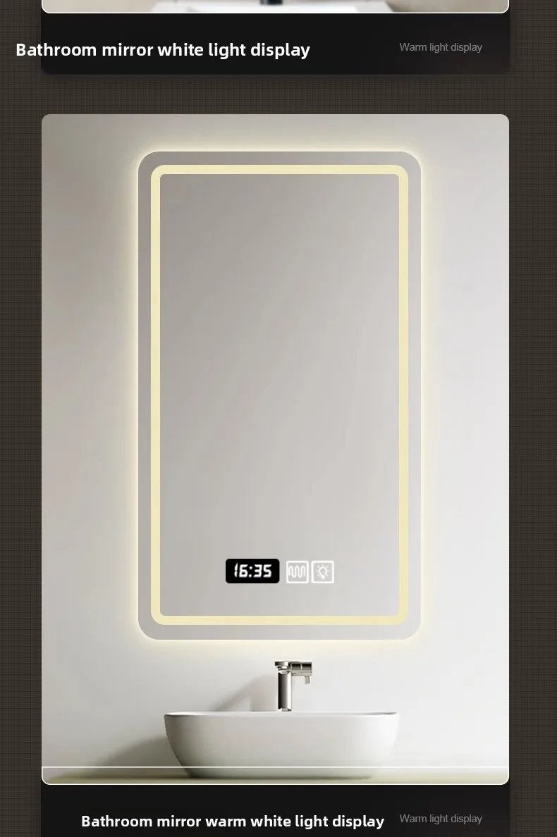 New Smart Mirror Wall Hanging LED High Definition Induction Anti-fog Bathroom Mirror Touch Screen 23.5 * 15.5 Inches Vanity