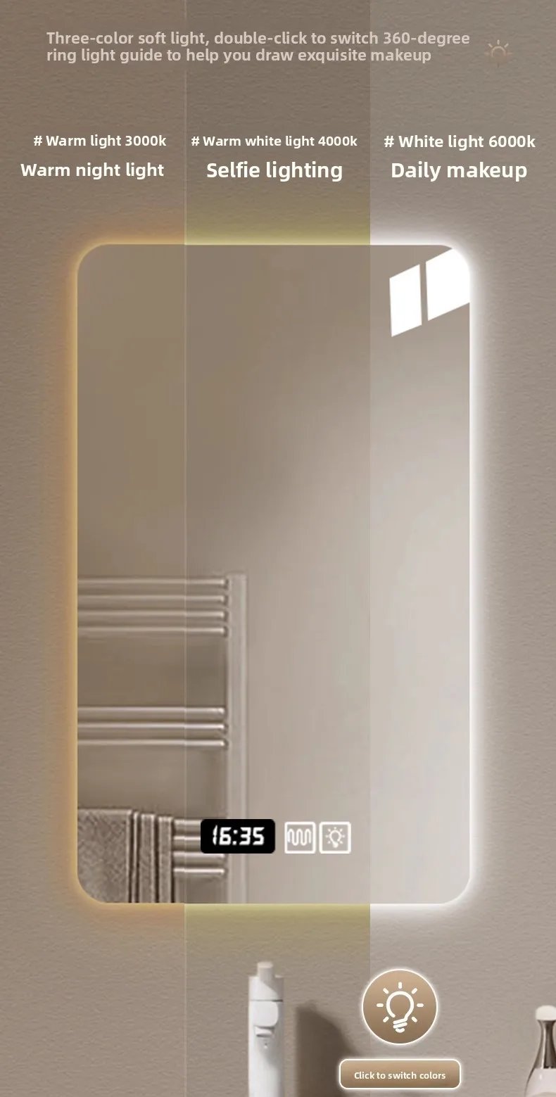 New Smart Mirror Wall Hanging LED High Definition Induction Anti-fog Bathroom Mirror Touch Screen 23.5 * 15.5 Inches Vanity