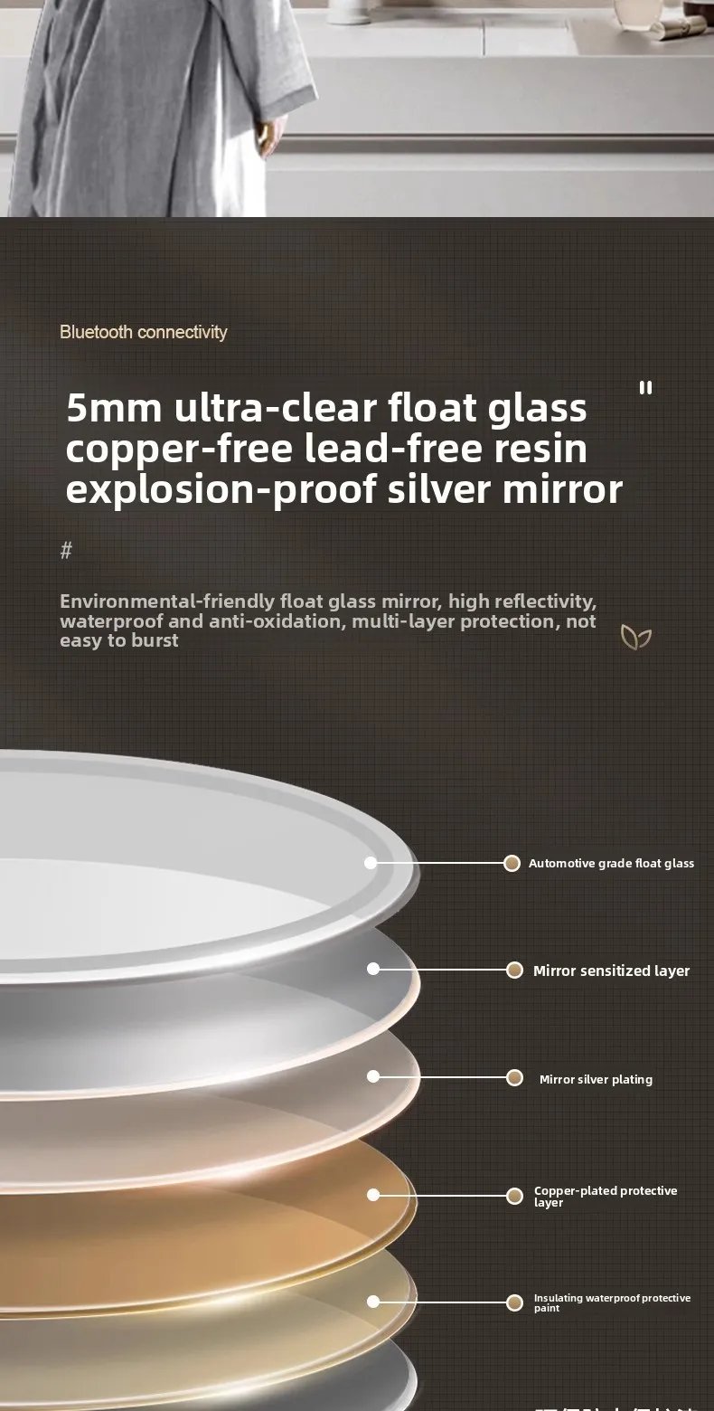 New Smart Mirror Wall Hanging LED High Definition Induction Anti-fog Bathroom Mirror Touch Screen 23.5 * 15.5 Inches Vanity