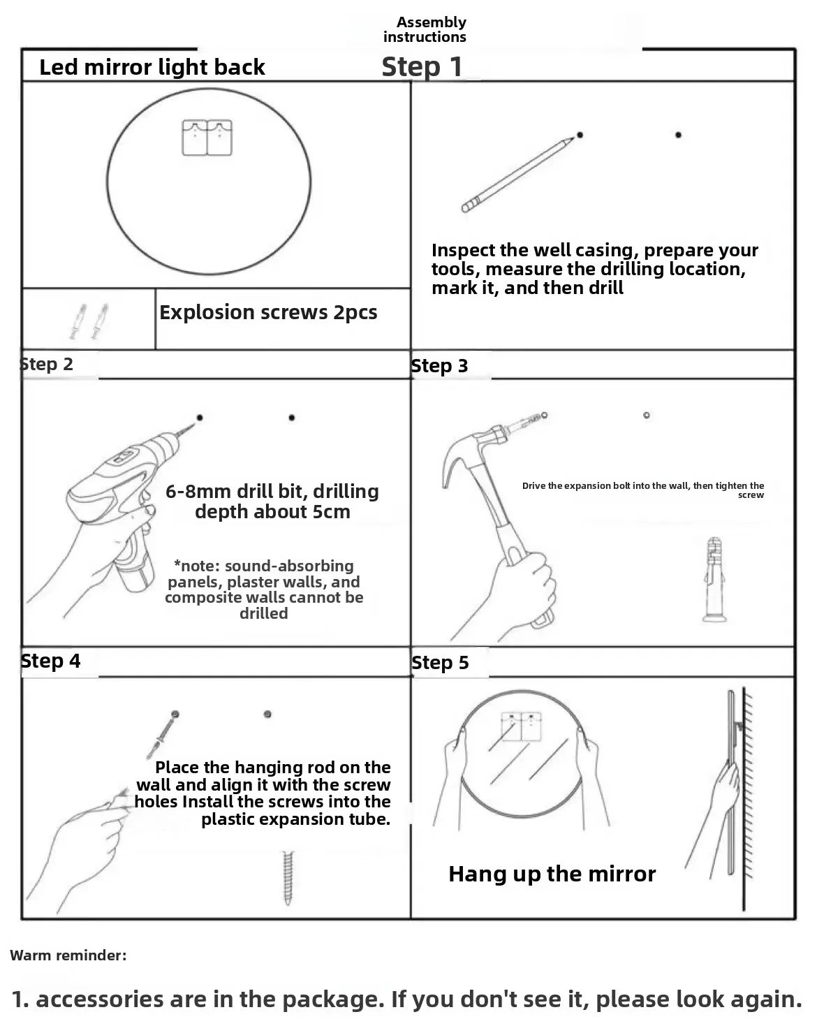 Round Smart Bathroom Mirror Wall-mounted Led with Light Touch Screen Anti-fog Luminous Induction Wall-mounted Round Vanity