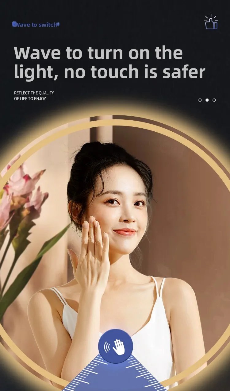 Round Smart Bathroom Mirror Wall-mounted Led with Light Touch Screen Anti-fog Luminous Induction Wall-mounted Round Vanity