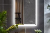 LED Light Bathroom Mirror Illuminated Wall Mounted Vanity Makeup Anti-Fog Rectangle 3 Colors Touch Light