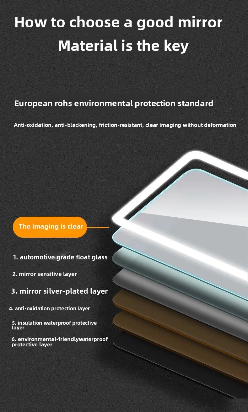 Bathroom Smart Mirror Toilet Toilet Toilet Mirror LED Light Mirror Makeup Defogging Human Body Induction Touch Screen Smart