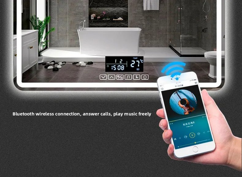 Bathroom Smart Mirror Toilet Toilet Toilet Mirror LED Light Mirror Makeup Defogging Human Body Induction Touch Screen Smart