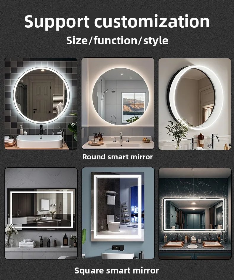 Bathroom Smart Mirror Toilet Toilet Toilet Mirror LED Light Mirror Makeup Defogging Human Body Induction Touch Screen Smart