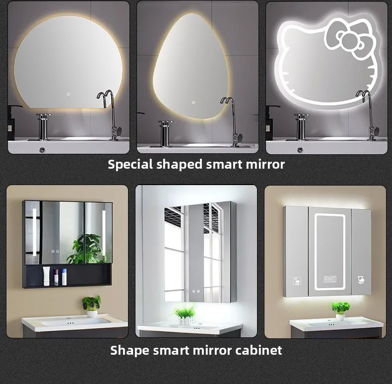 Bathroom Smart Mirror Toilet Toilet Toilet Mirror LED Light Mirror Makeup Defogging Human Body Induction Touch Screen Smart