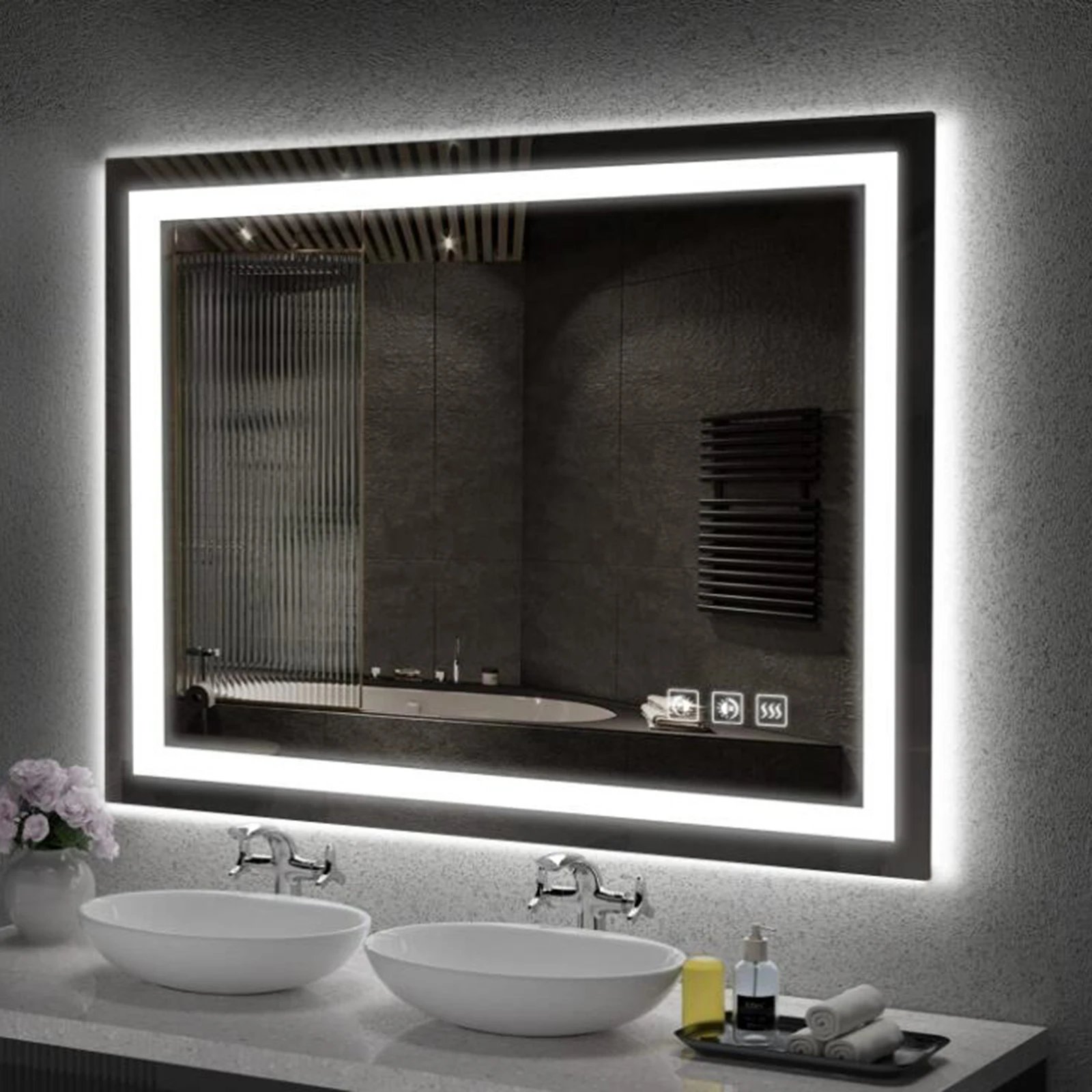 32x24 in LED Backlit Mirror Bathroom Vanity with Lights Anti-Fog Dimmable Smart Mirror Memory Function, Horizontal/Vertical