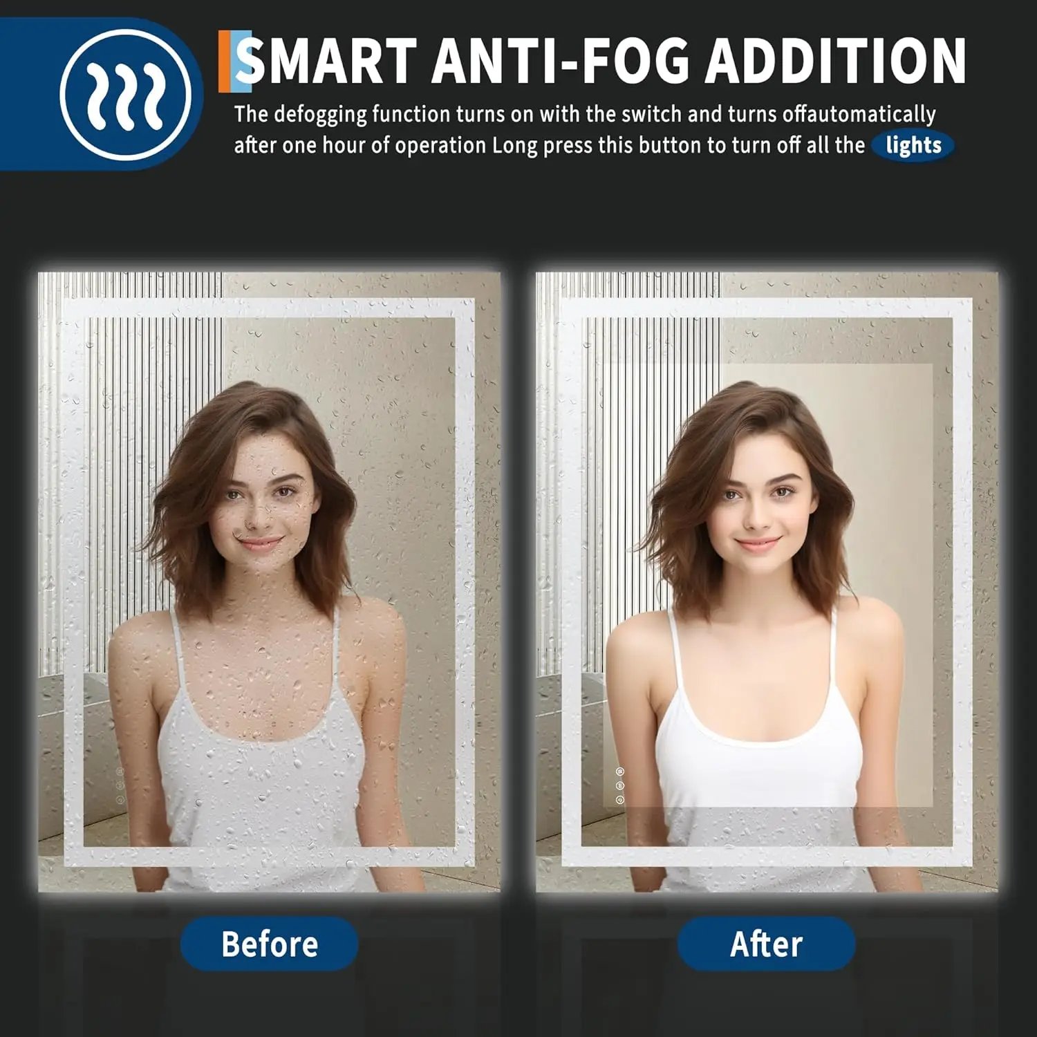 32x24 in LED Backlit Mirror Bathroom Vanity with Lights Anti-Fog Dimmable Smart Mirror Memory Function, Horizontal/Vertical