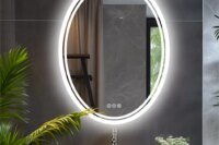 28/32 Inch Ultra Bright Oval LED Bathroom Mirror Anti-Fog Dimmable Backlit Lighted Vanity Mirror 3 Touch Sensor Switch