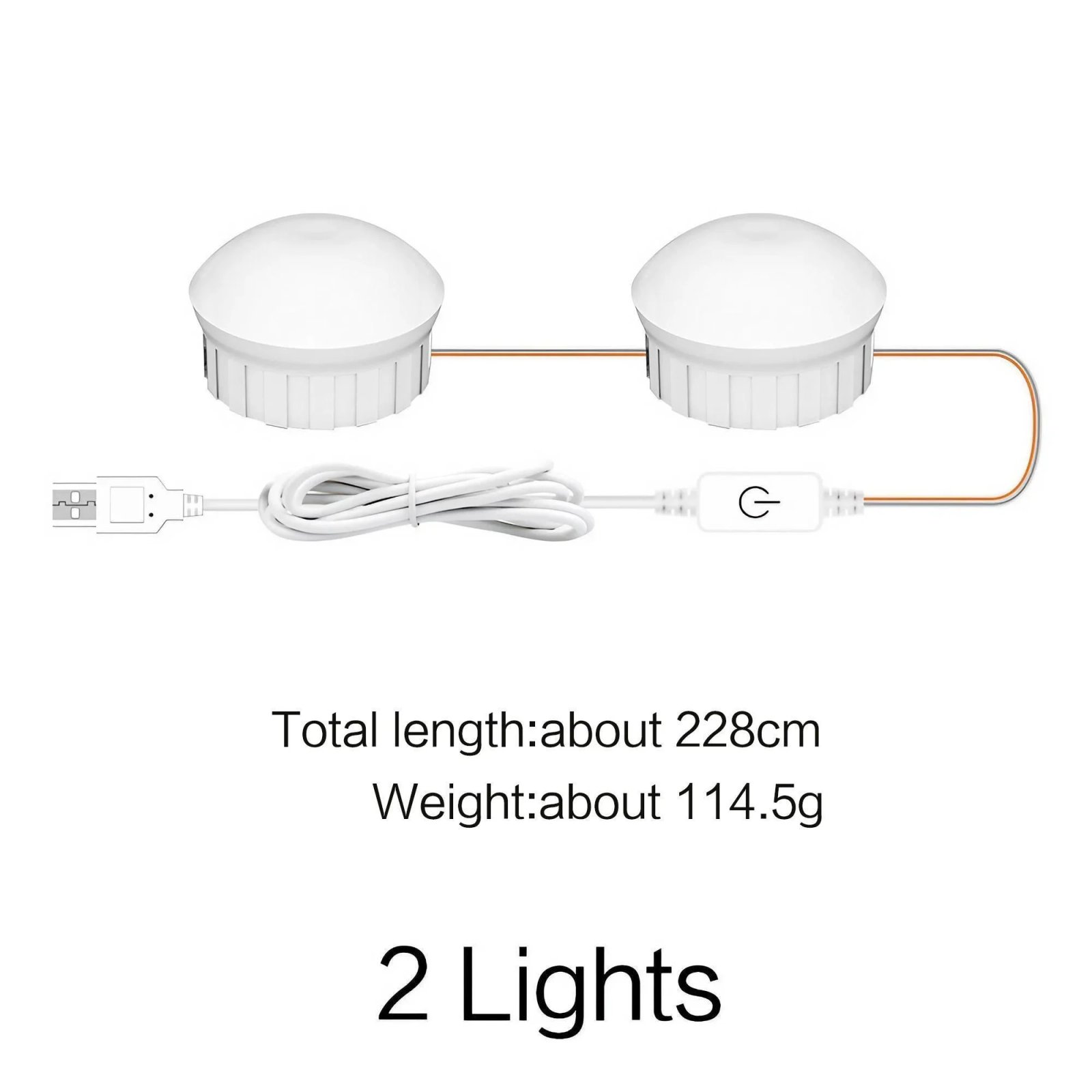 Multi Functional USB Touch LED Cosmetic Mirror Light Suction Cup for Dresser Bathroom Closet