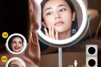 8 inch Makeup Mirror with LED 3 color Lights 5X7X10X Magnification Double Sided Vanity Mirror USB Charging Desktop table Mirrors