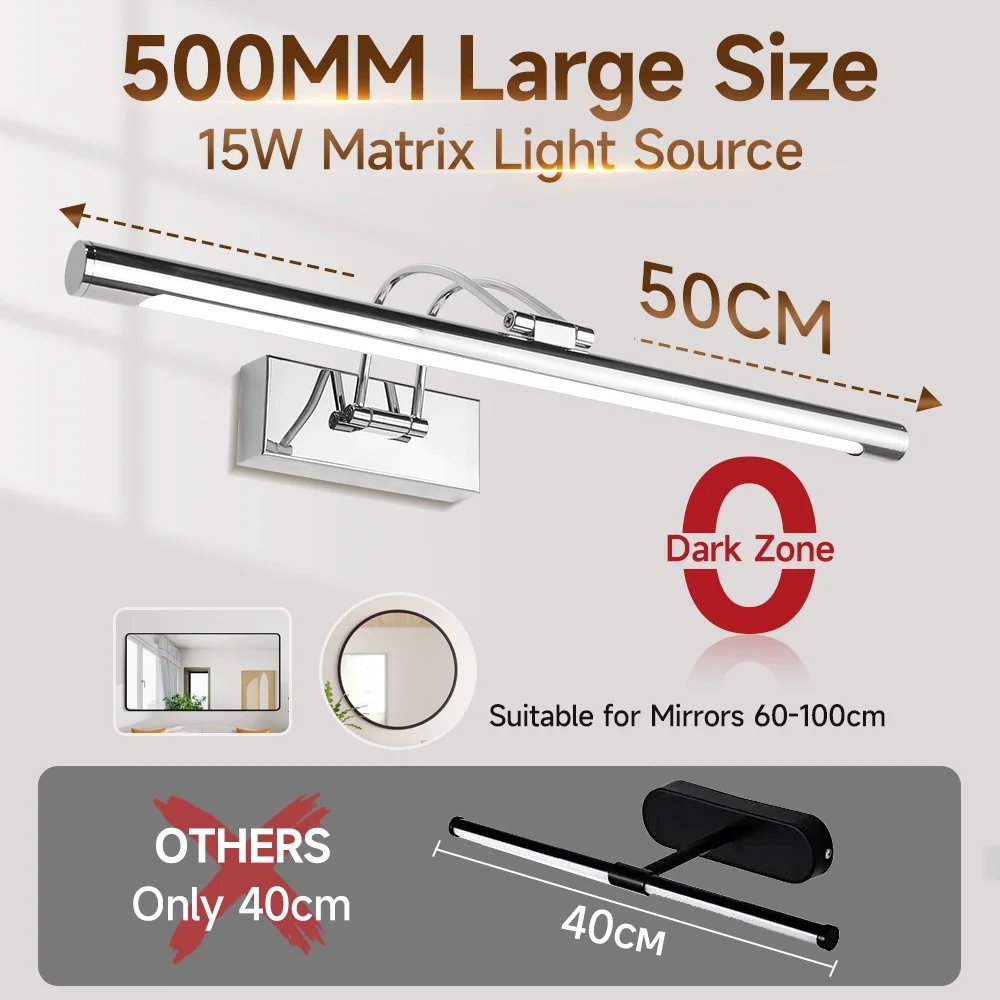 Modern LED Mirror Light Three Colors Lights Aluminum Led Bathroom Bath Mirror Line Lamp Make Up Light Bathroom Mirror Wall Lamps