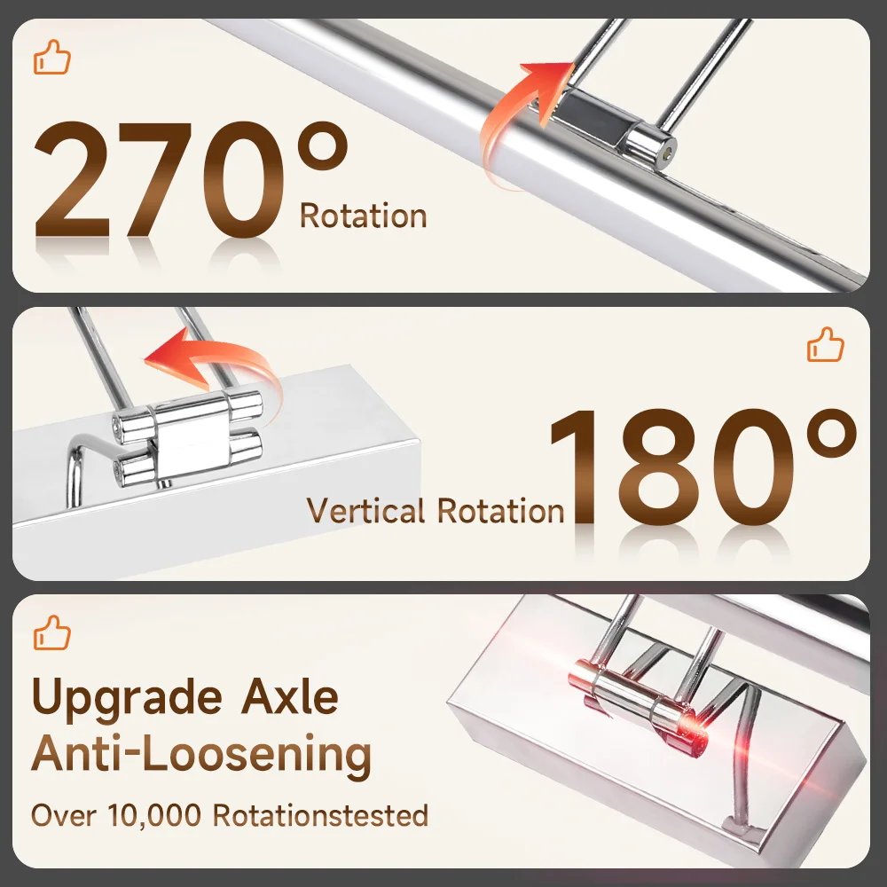 Modern LED Mirror Light Three Colors Lights Aluminum Led Bathroom Bath Mirror Line Lamp Make Up Light Bathroom Mirror Wall Lamps