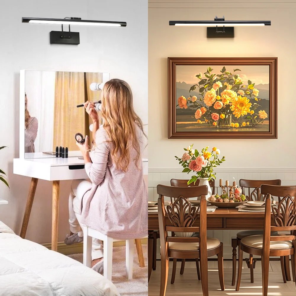 Modern LED Mirror Light Three Colors Lights Aluminum Led Bathroom Bath Mirror Line Lamp Make Up Light Bathroom Mirror Wall Lamps