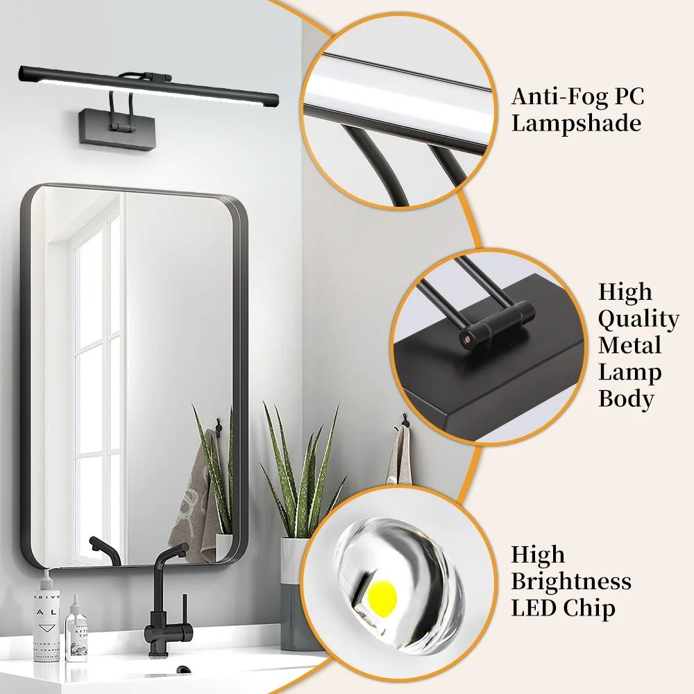Modern LED Mirror Light Three Colors Lights Aluminum Led Bathroom Bath Mirror Line Lamp Make Up Light Bathroom Mirror Wall Lamps