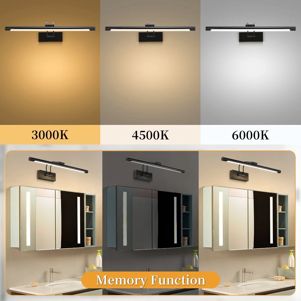 Modern LED Mirror Light Three Colors Lights Aluminum Led Bathroom Bath Mirror Line Lamp Make Up Light Bathroom Mirror Wall Lamps