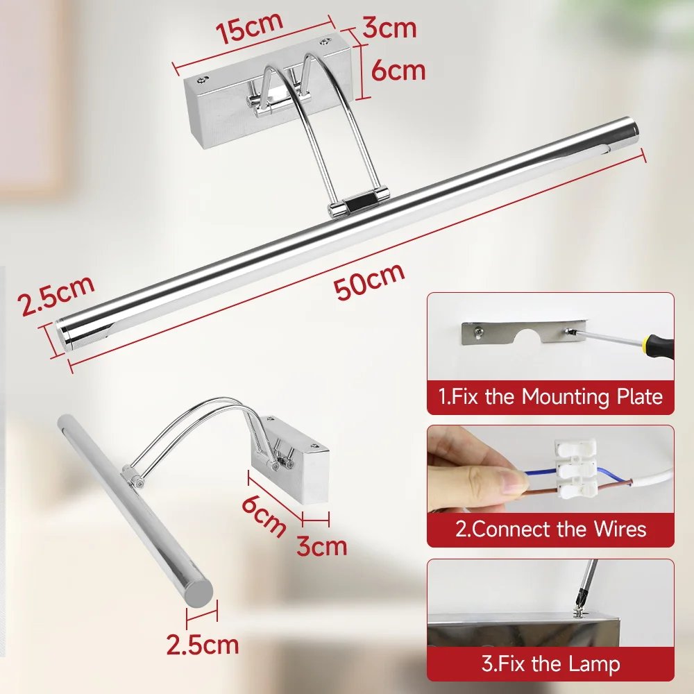 Modern LED Mirror Light Three Colors Lights Aluminum Led Bathroom Bath Mirror Line Lamp Make Up Light Bathroom Mirror Wall Lamps