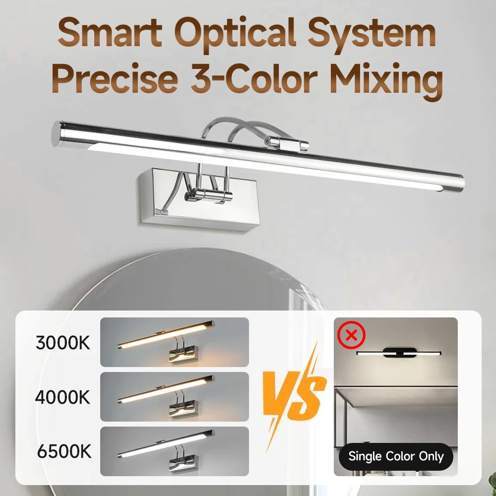 Modern LED Mirror Light Three Colors Lights Aluminum Led Bathroom Bath Mirror Line Lamp Make Up Light Bathroom Mirror Wall Lamps