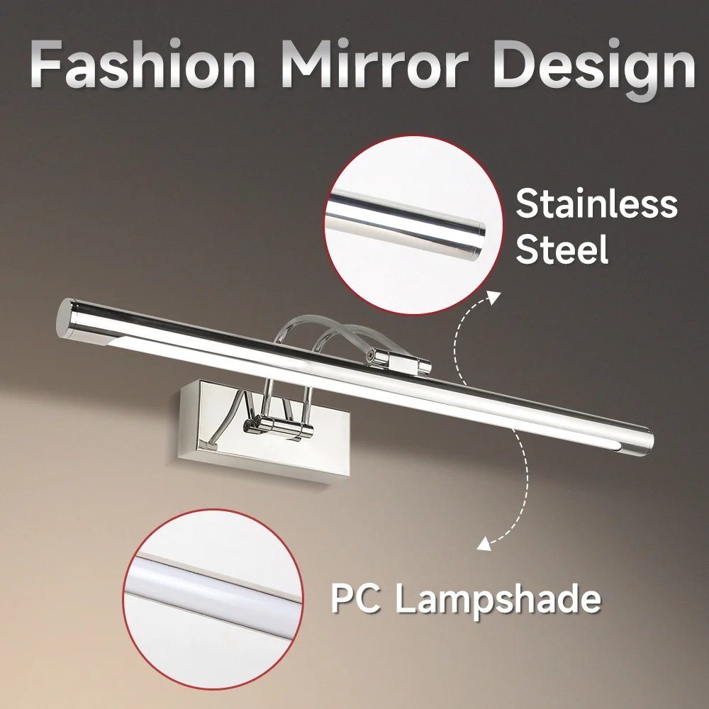 Modern LED Mirror Light Three Colors Lights Aluminum Led Bathroom Bath Mirror Line Lamp Make Up Light Bathroom Mirror Wall Lamps