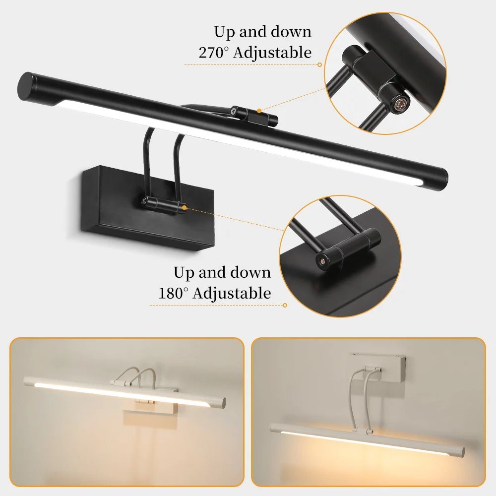Modern LED Mirror Light Three Colors Lights Aluminum Led Bathroom Bath Mirror Line Lamp Make Up Light Bathroom Mirror Wall Lamps
