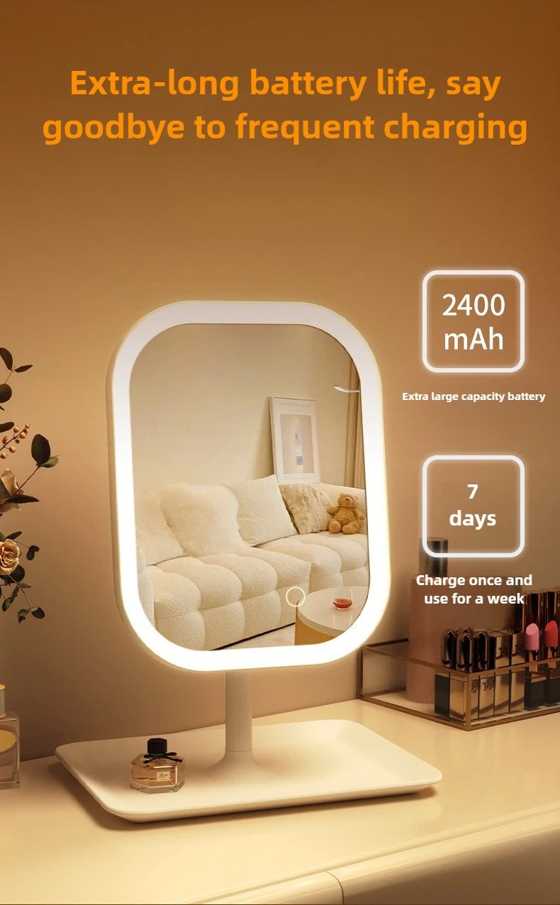 Eye-Caring Soft Light LED Vanity Mirror-Large Square 360°Rotating Makeup Mirror,Adjustable Brightness Scratch-Resistant for Home