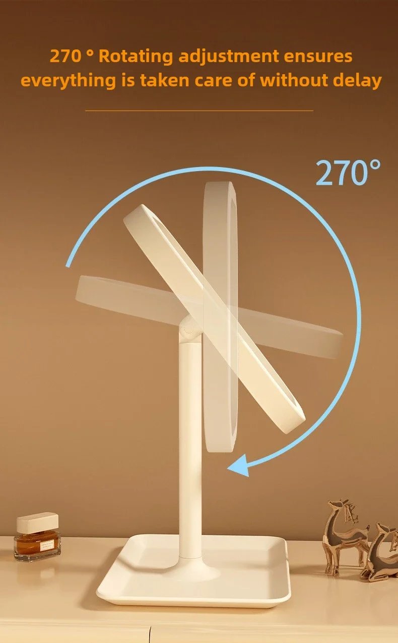 Eye-Caring Soft Light LED Vanity Mirror-Large Square 360°Rotating Makeup Mirror,Adjustable Brightness Scratch-Resistant for Home