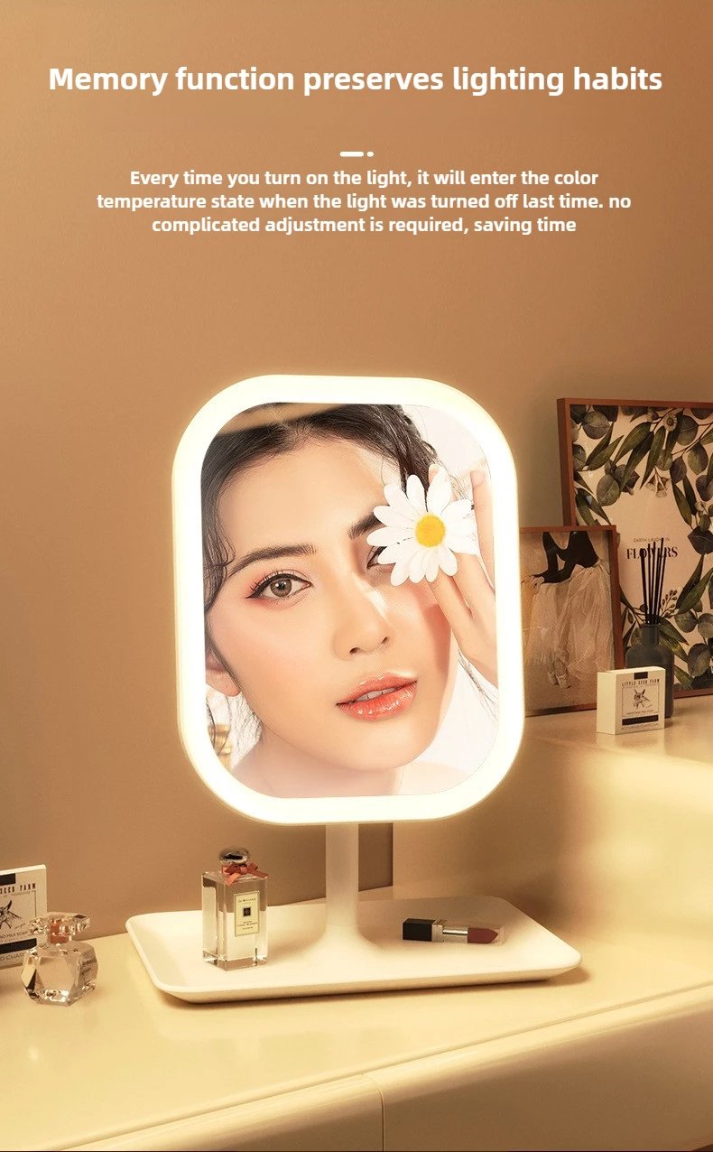 Eye-Caring Soft Light LED Vanity Mirror-Large Square 360°Rotating Makeup Mirror,Adjustable Brightness Scratch-Resistant for Home