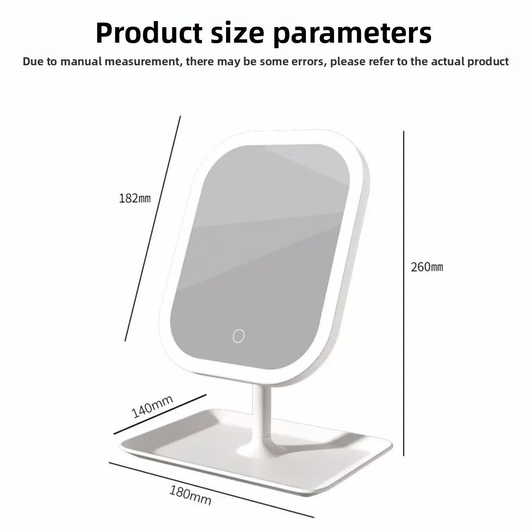 Eye-Caring Soft Light LED Vanity Mirror-Large Square 360°Rotating Makeup Mirror,Adjustable Brightness Scratch-Resistant for Home