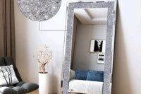 LUVODI Large Silver Sparkly Crystal Rhinestone Diamond Frameless Vanity Mirrors Wall Mounted Dressing Mirror for Home/Hotel
