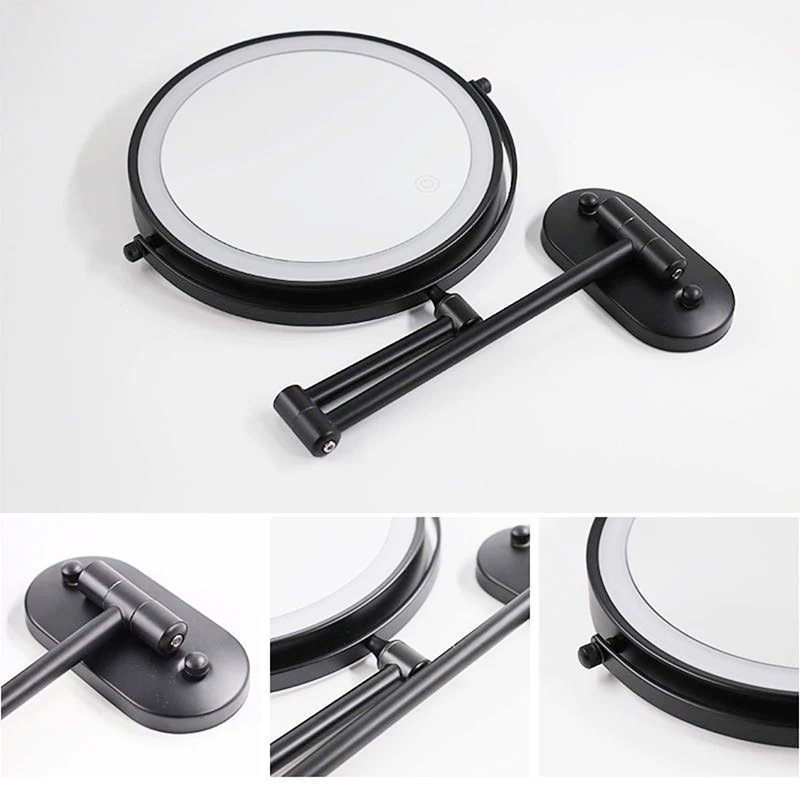 8 inch Makeup Mirror Matte Gold 3x/5x/7x/10x Magnifying Double Side USB Charging Bathroom 3 color light Cosmetic Mirrors