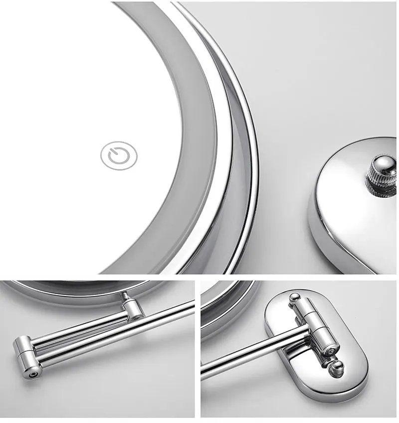 8 inch Makeup Mirror Matte Gold 3x/5x/7x/10x Magnifying Double Side USB Charging Bathroom 3 color light Cosmetic Mirrors