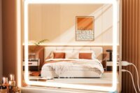 19x22 Inch LED Vanity Mirror with Dimmable Lights, 3 Color Modes, USB Charging & Memory Function for Makeup Desk