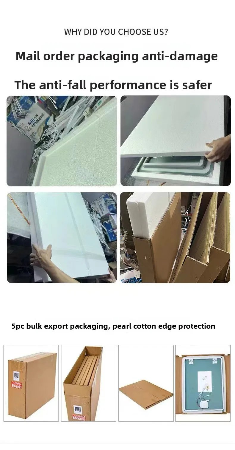 15.5 * 27.5 Inch Arch U-shaped Smart Bathroom Mirror LED Light Back Luminous Washstand Makeup Mirror Wall Hanging Vanity