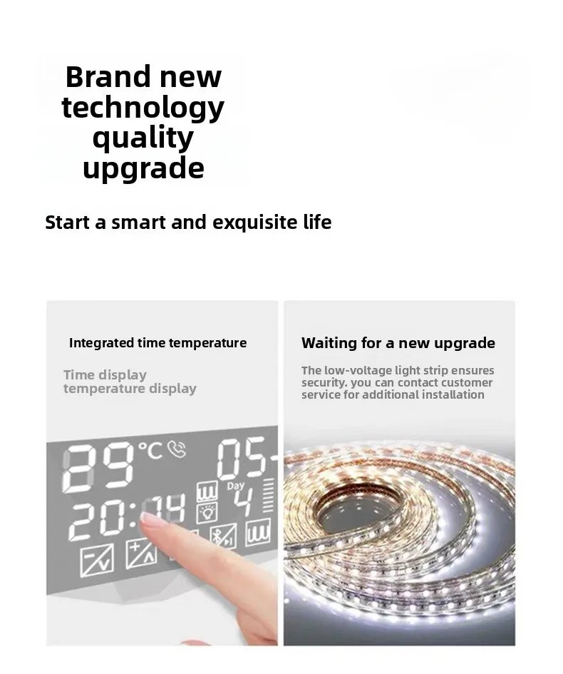 15.5 * 27.5 Inch Arch U-shaped Smart Bathroom Mirror LED Light Back Luminous Washstand Makeup Mirror Wall Hanging Vanity