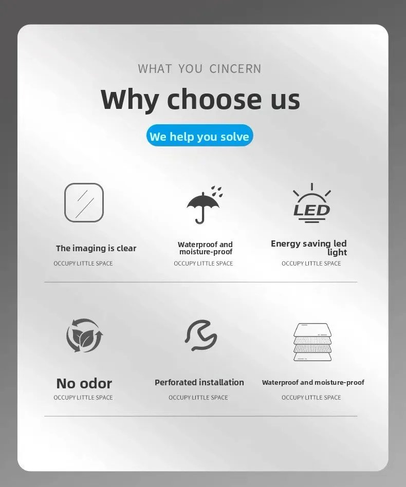 15.5 * 27.5 Inch Arch U-shaped Smart Bathroom Mirror LED Light Back Luminous Washstand Makeup Mirror Wall Hanging Vanity