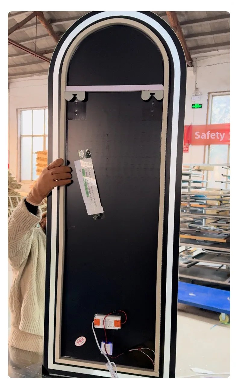 15.5 * 27.5 Inch Arch U-shaped Smart Bathroom Mirror LED Light Back Luminous Washstand Makeup Mirror Wall Hanging Vanity