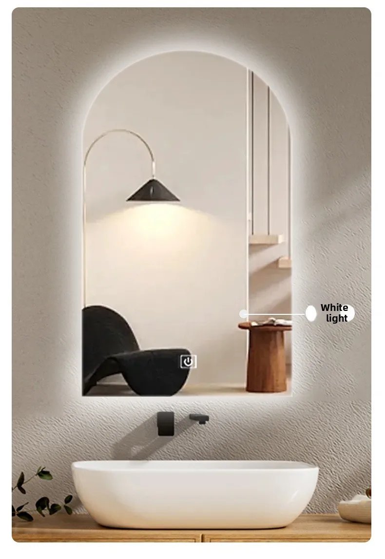 15.5 * 27.5 Inch Arch U-shaped Smart Bathroom Mirror LED Light Back Luminous Washstand Makeup Mirror Wall Hanging Vanity