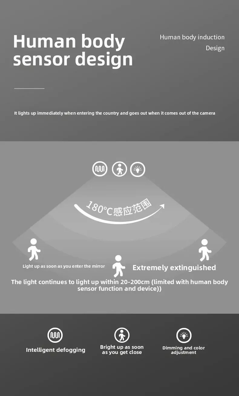 Oval Smart Mirror Defogging Bathroom Mirror with Light Led Vanity Mirror Wall Hanging Full Body Mirror Shower Mirror Spiegel