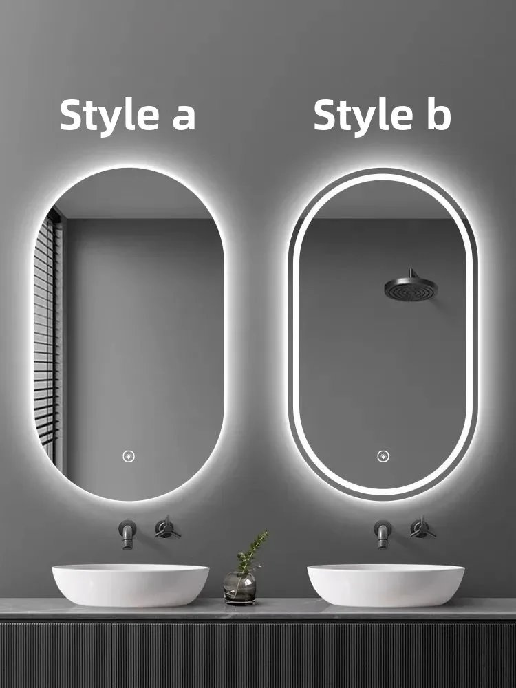 Oval Smart Mirror Defogging Bathroom Mirror with Light Led Vanity Mirror Wall Hanging Full Body Mirror Shower Mirror Spiegel