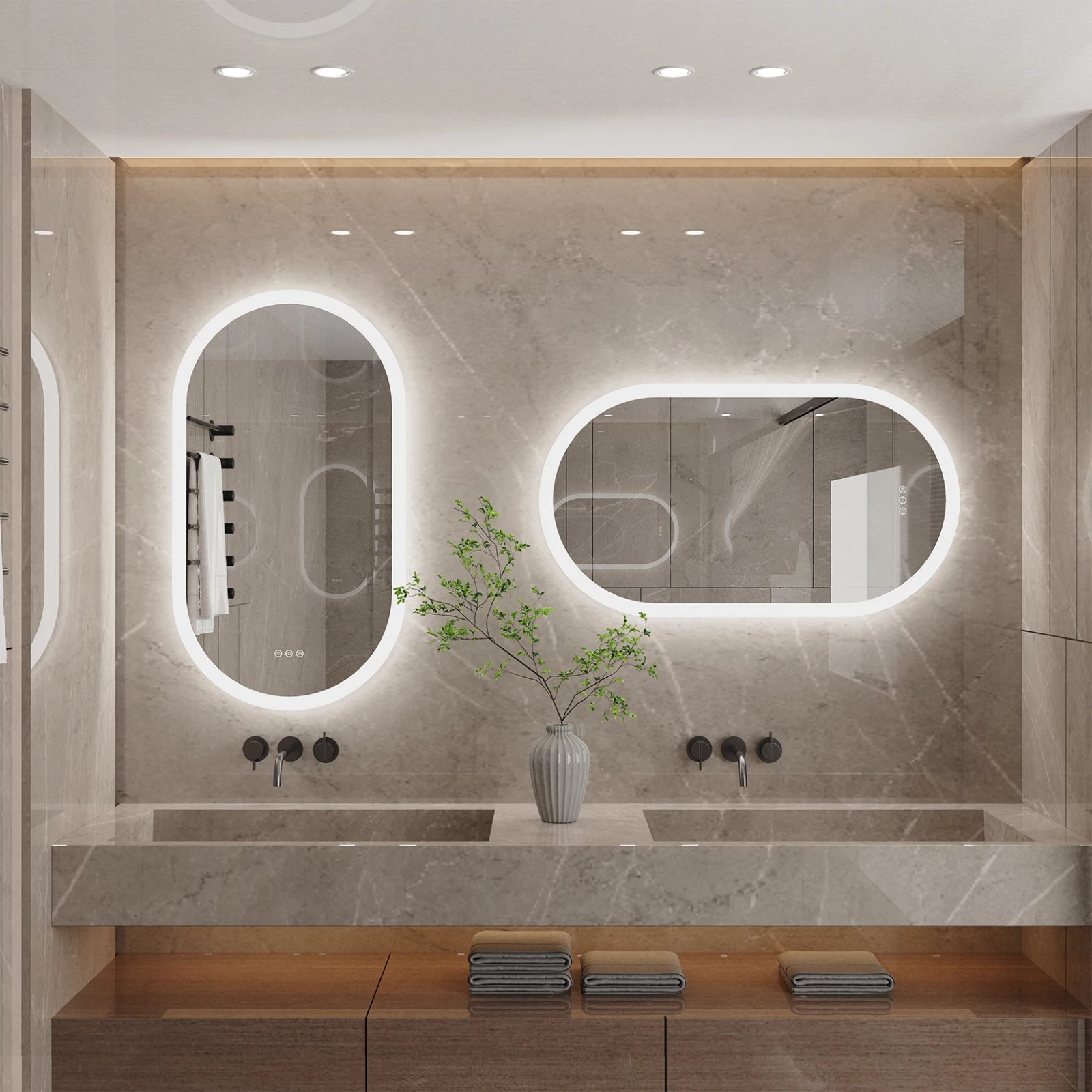 Led Bathroom Mirror for Wall Mounted Oval Lighted Vanity Mirror with Lights Backlit, Frameless Wall Mirror with Lights Anti-Fog Led Bathroom Mirror for Wall Mounted Oval Lighted Vanity Mirror with Lights Backlit, Frameless Wall Mirror with Lights Anti-Fog