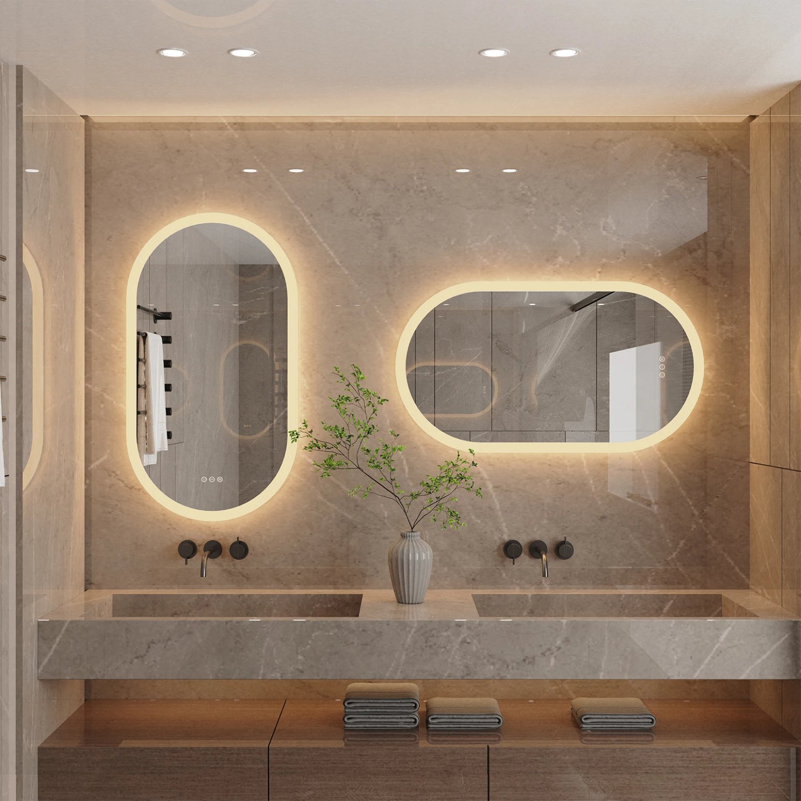 Led Bathroom Mirror for Wall Mounted Oval Lighted Vanity Mirror with Lights Backlit, Frameless Wall Mirror with Lights Anti-Fog Led Bathroom Mirror for Wall Mounted Oval Lighted Vanity Mirror with Lights Backlit, Frameless Wall Mirror with Lights Anti-Fog