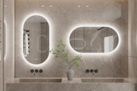 Led Bathroom Mirror for Wall Mounted Oval Lighted Vanity Mirror with Lights Backlit, Frameless Wall Mirror with Lights Anti-Fog