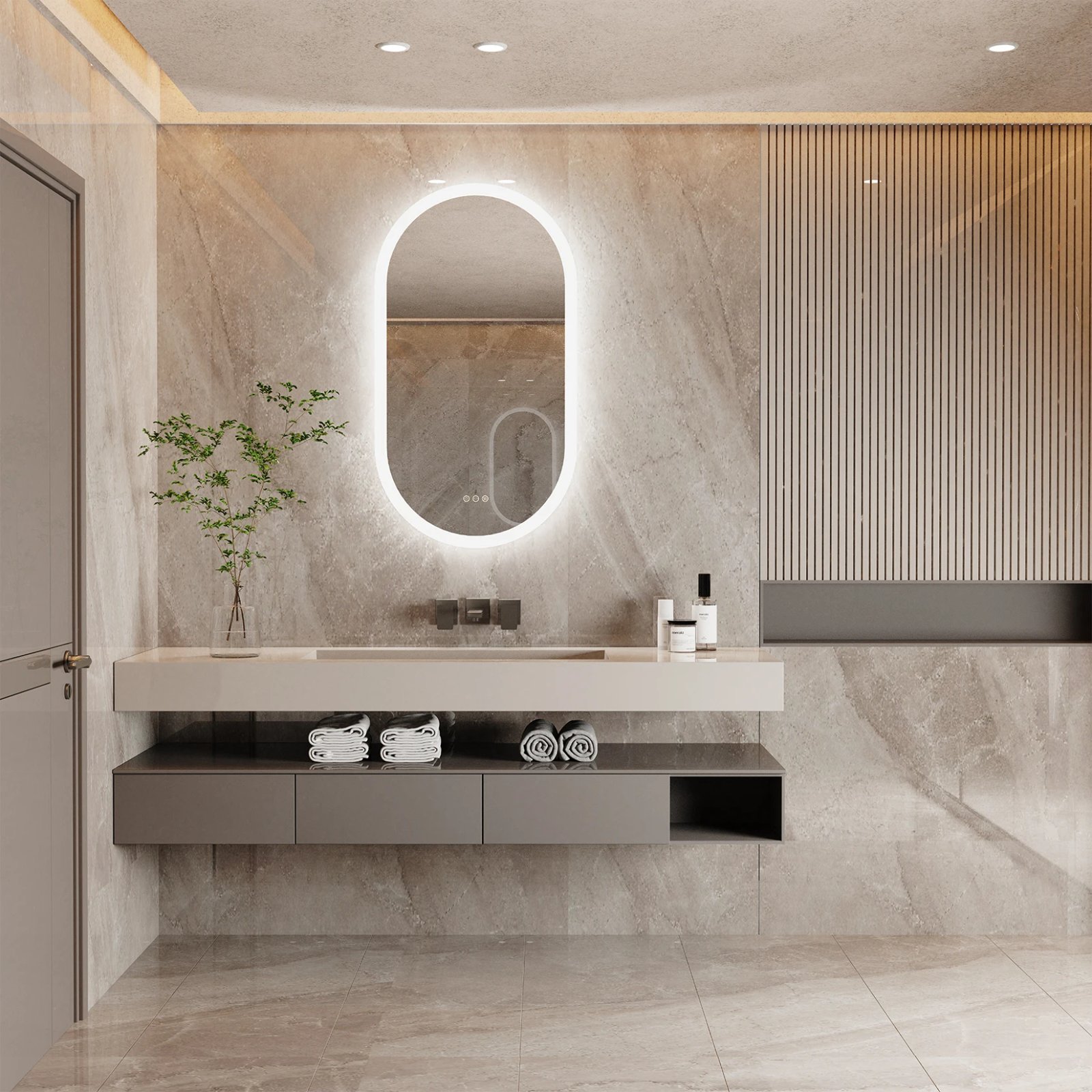 Led Bathroom Mirror for Wall Mounted Oval Lighted Vanity Mirror with Lights Backlit, Frameless Wall Mirror with Lights Anti-Fog Led Bathroom Mirror for Wall Mounted Oval Lighted Vanity Mirror with Lights Backlit, Frameless Wall Mirror with Lights Anti-Fog