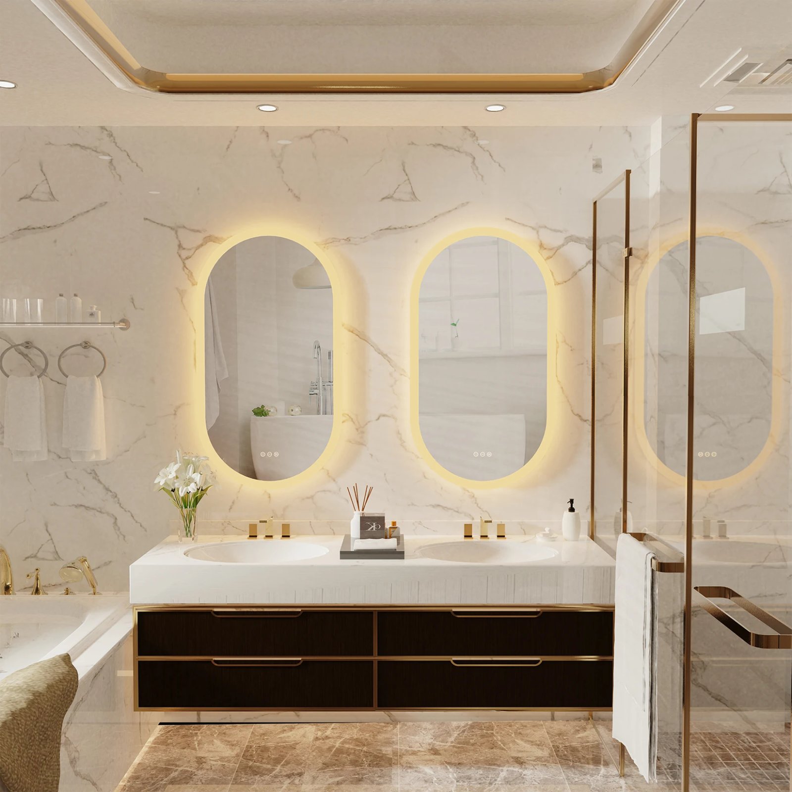 Led Bathroom Mirror for Wall Mounted Oval Lighted Vanity Mirror with Lights Backlit, Frameless Wall Mirror with Lights Anti-Fog Led Bathroom Mirror for Wall Mounted Oval Lighted Vanity Mirror with Lights Backlit, Frameless Wall Mirror with Lights Anti-Fog