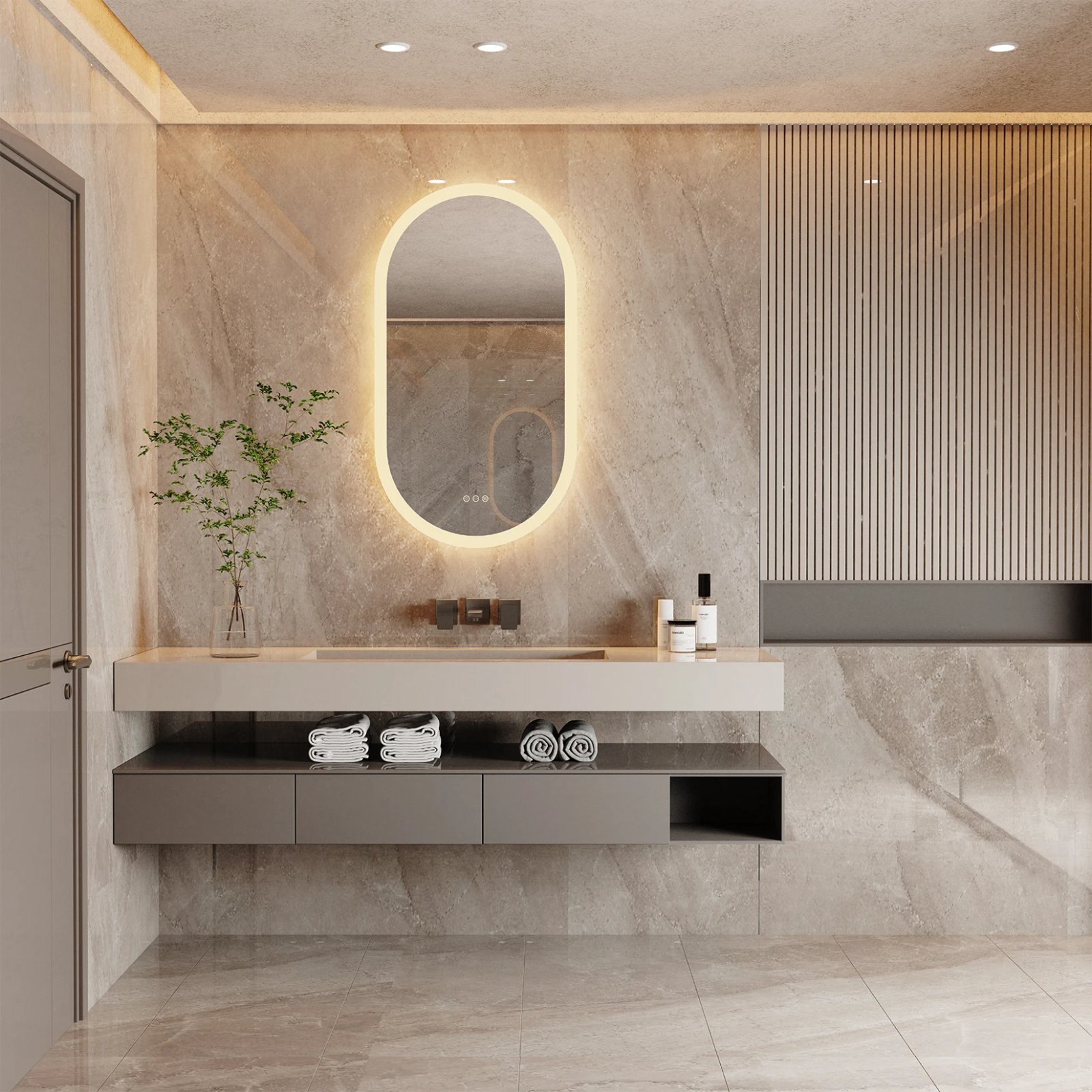 Led Bathroom Mirror for Wall Mounted Oval Lighted Vanity Mirror with Lights Backlit, Frameless Wall Mirror with Lights Anti-Fog Led Bathroom Mirror for Wall Mounted Oval Lighted Vanity Mirror with Lights Backlit, Frameless Wall Mirror with Lights Anti-Fog