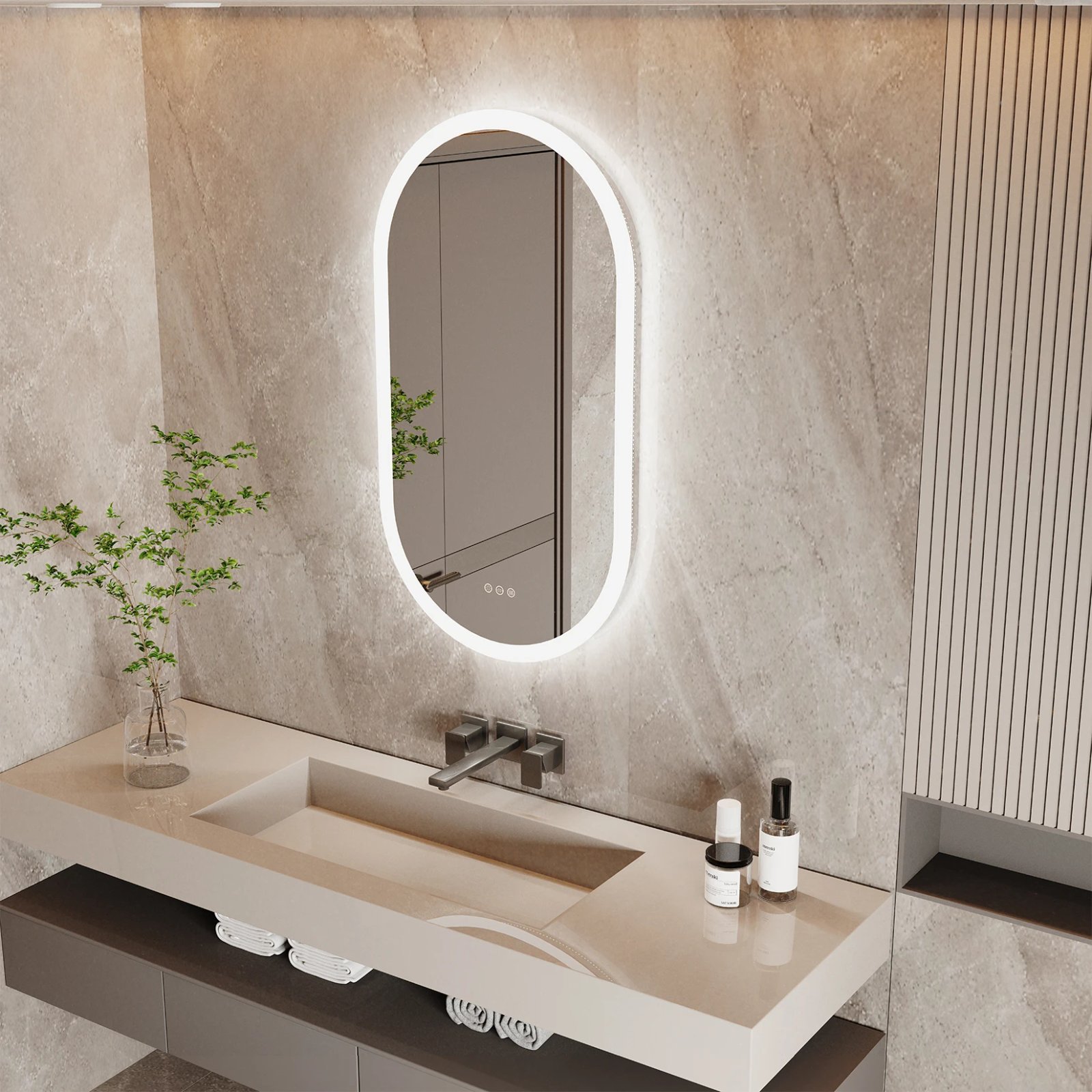 Led Bathroom Mirror for Wall Mounted Oval Lighted Vanity Mirror with Lights Backlit, Frameless Wall Mirror with Lights Anti-Fog Led Bathroom Mirror for Wall Mounted Oval Lighted Vanity Mirror with Lights Backlit, Frameless Wall Mirror with Lights Anti-Fog