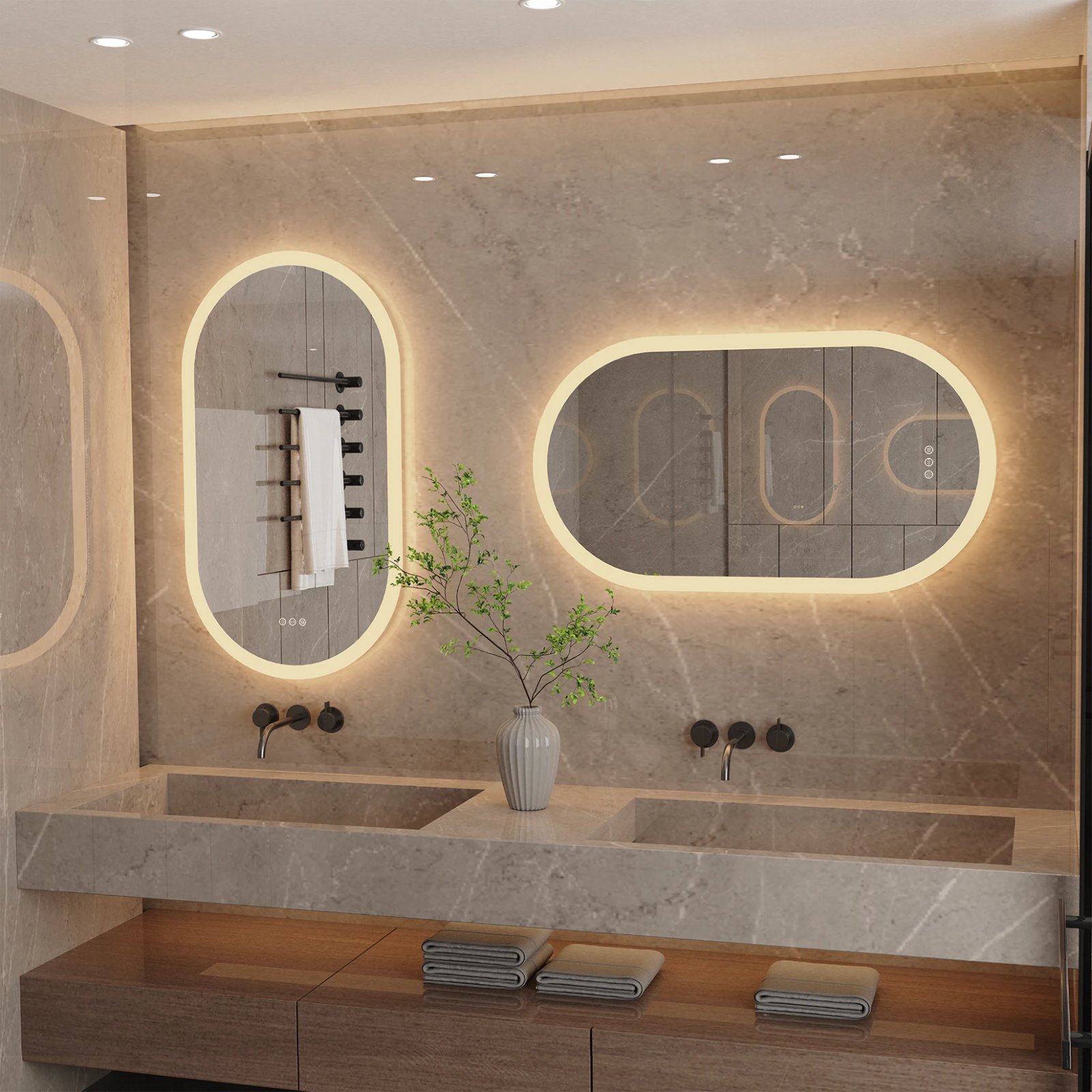 Led Bathroom Mirror for Wall Mounted Oval Lighted Vanity Mirror with Lights Backlit, Frameless Wall Mirror with Lights Anti-Fog Led Bathroom Mirror for Wall Mounted Oval Lighted Vanity Mirror with Lights Backlit, Frameless Wall Mirror with Lights Anti-Fog