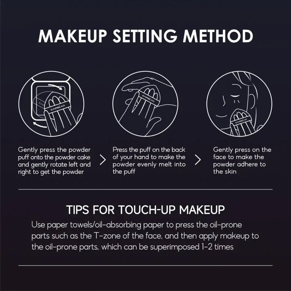 CARSLAN Stay Matte Face Pressed Powder Compact 24H Long Lasting Oil Control Translucent Loose Setting Powder For Face Makeup