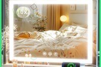 24" x 19" Large LED Makeup Mirror with USB Charging, 10X Magnification, Dimmable Touch Control & Wall Mount