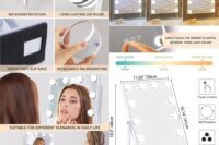 Hollywood Vanity Mirror with Smart Touch, 3-Color Dimmable Lights, 10X Magnification, 360° Swivel (White)